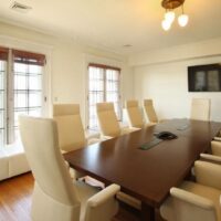 Historic King Mansion Conference Room Table with White Chairs - Downtown Harrisburg PA Riverfront Office Space Lease Available